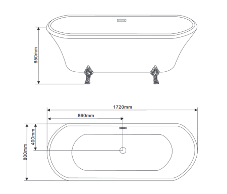 Акриловая ванна Grossman GR-1001 172х80
