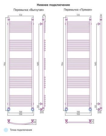 Полотенцесушитель водяной Сунержа Богема 1800x500 муар темный титан прямой