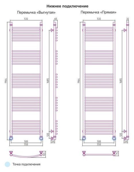 Полотенцесушитель водяной Сунержа Богема 1800x500 муар темный титан прямой