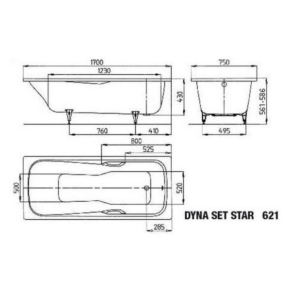 Ванна стальная Kaldewei Dyna Set Star 621 170x75 см