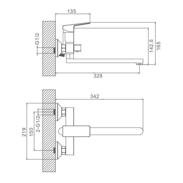 Смеситель для ванны Prohanss P60.22.09, графит