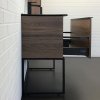 Тумба-умывальник COMFORTY "Равенна Лофт-90" дуб темно-коричневый с раковиной  COMFORTY 90E черная матовая