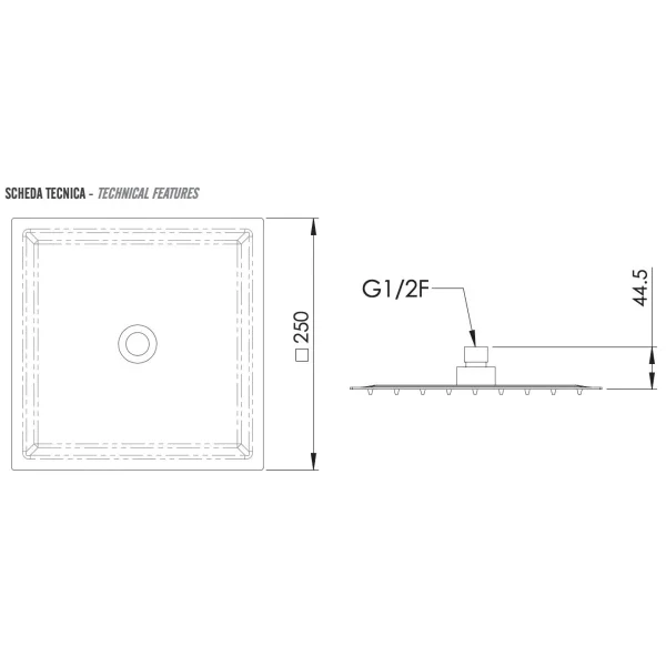 Верхний душ 250 мм Remer 357UFS25X