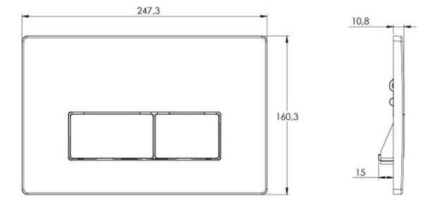 Кнопка смыва Azario 24.7х2.5х16 , пластик, цвет Черный матовый (AZ-8200-0092/AZ-P58-0190)