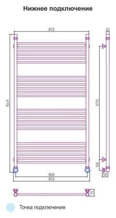 Полотенцесушитель водяной Сунержа Богема 1500x800 муар темно-синий прямой