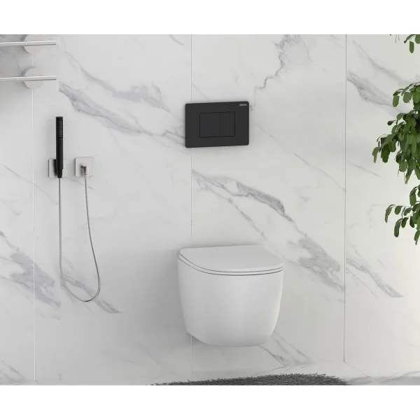 Кнопка смыва Abber AC0122SMB для инсталляции, сенсорная, питание от батареи, черный матовый