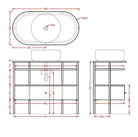 Полка для консоли ArtCeram Flair 4.0 TFA013 05 95 bianco matt