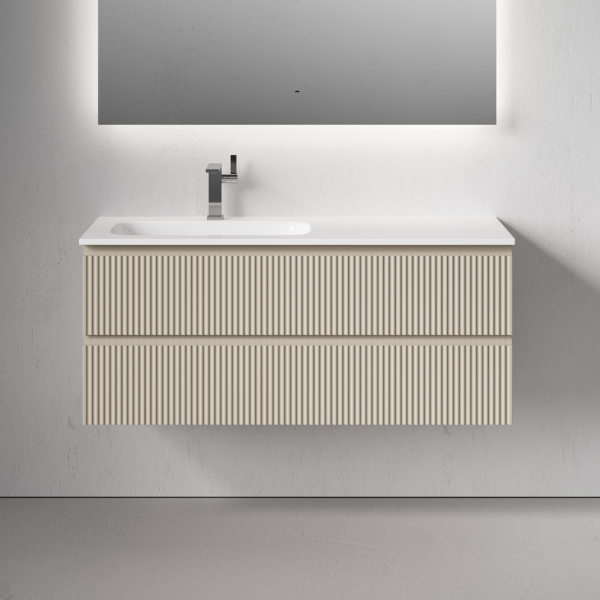 Тумба подвесная SANCOS Snob R левая 1195х445х500, c двумя ящиками оснащенными доводчиками, Beige Soft, SNR120LCE