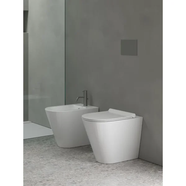 Унитаз приставной Catalano Zero 0114550001 безободковый, торнадо, белый глянец