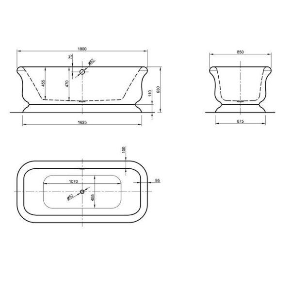 Акриловая ванна Knief Retro 0100-090-06 180x85 отдельностоящая, белый