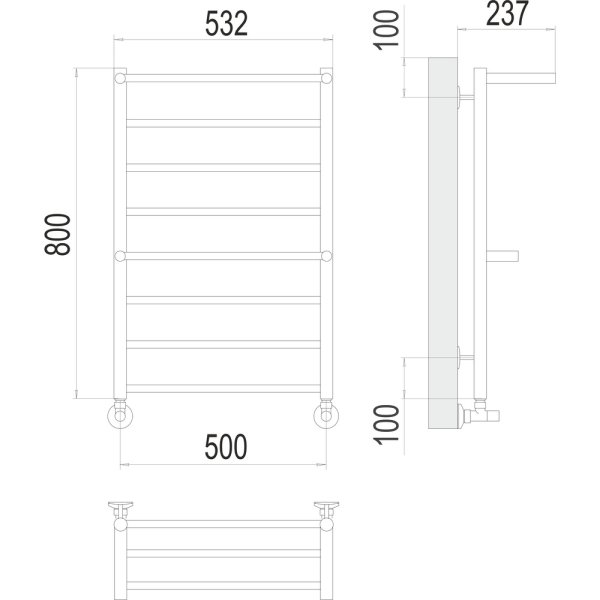 Полотенцесушитель водяной с полкой Terminus Аврора П8 50х80, хром