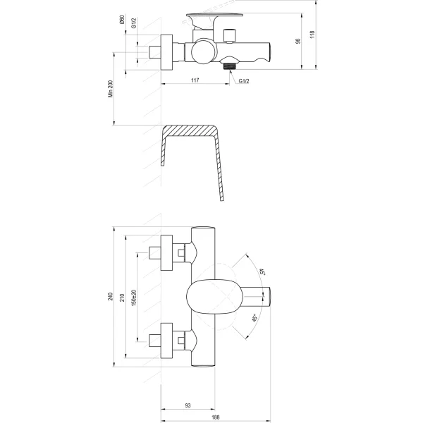 Смеситель для ванны Ravak Spring SG 022.00CR X070528 хром