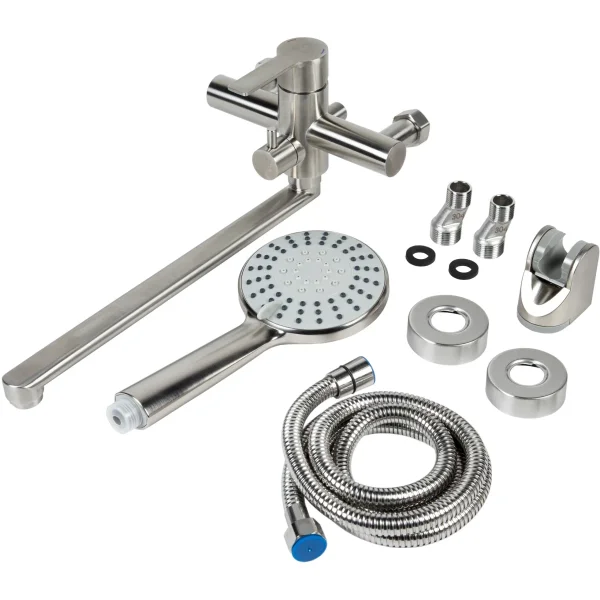 Смеситель для ванны Agger Easy A3121122 универсальный, с душевым гарнитуром, сатин