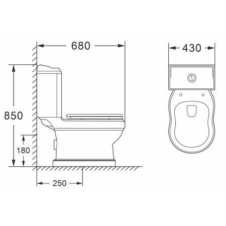 Унитаз напольный Azario LORETTI 680х430х850 в комплекте с сиденьем полипропилен микролифт (AZ-239)