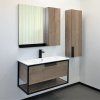 Тумба-умывальник COMFORTY "Бонн-90" дуб темный с  раковиной Quadro 90