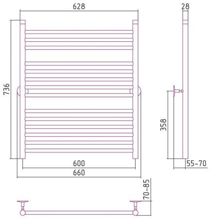 Полотенцесушитель водяной Стилье Универсал-53 80х60 хром