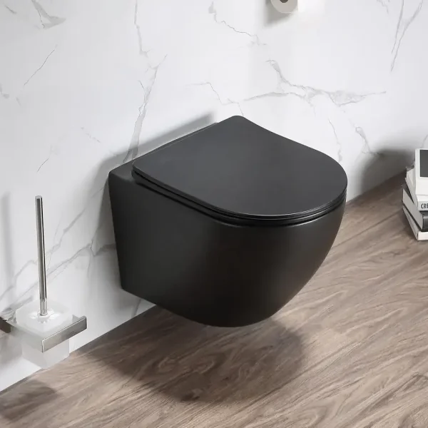 Унитаз подвесной Ceruttispa Ticino Aria CT8918 безободковый, с сиденьем микролифт, черный матовый