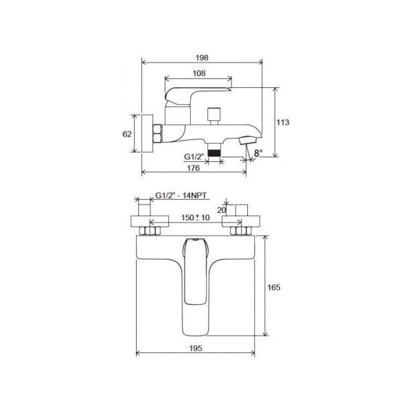 Смеситель Ravak Flat FL 022.20 X070175 для ванны черный матовый