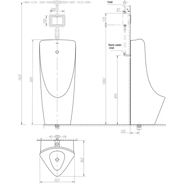 Писсуар Arrow AN633_1 напольный, скрытый подвод воды, белый