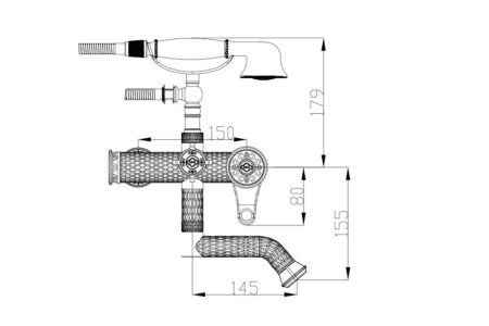 Смеситель Zorg Antic A 400W-BR для ванны, бронза