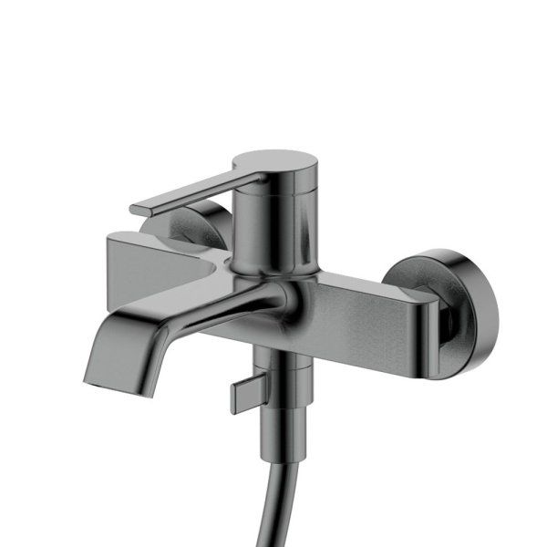 Смеситель для ванны однорычажный AQUAme Asti, с душевым набором, 3 режима, серый матовый