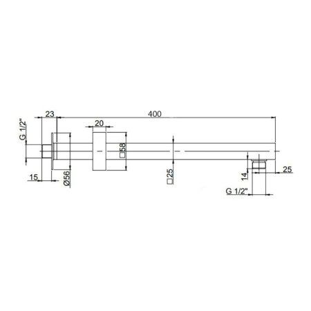 Кронштейн для верхнего душа Paini 50MPPZHH74MO5QTTQ4UU0 400 мм, квадратный, черный брашированный PVD