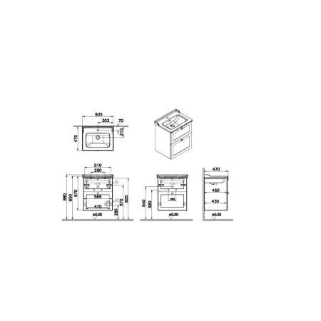 Тумба с раковиной VitrA Root Classic 68853 60 матовый темно-синий
