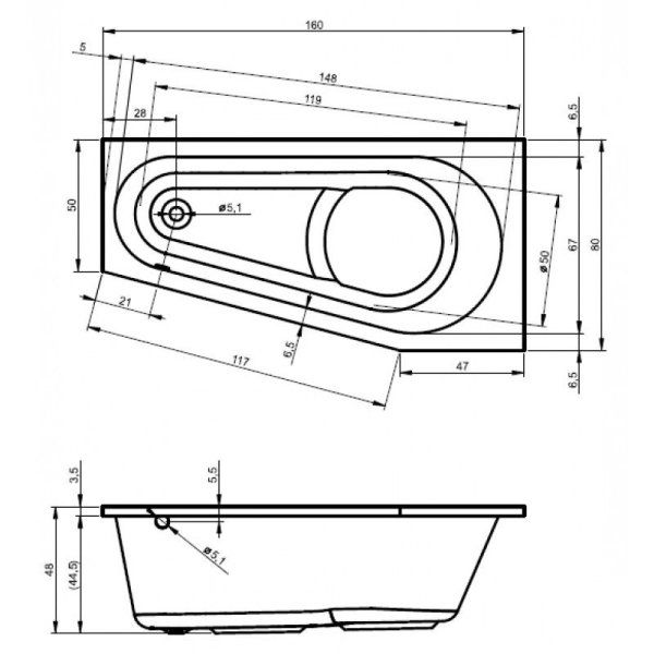 Ванна акриловая Riho Delta BB8300500000000 160x80 L
