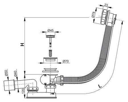 Слив-перелив AlcaPlast A55K-80 CR