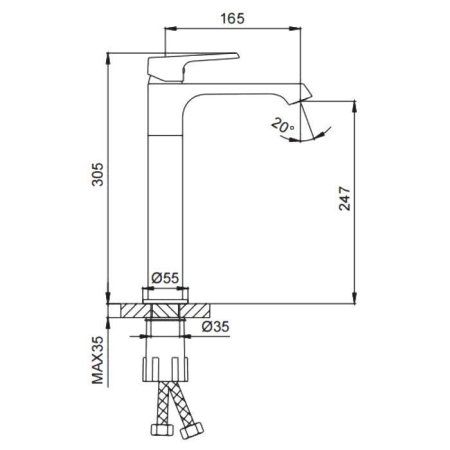 Смеситель для раковины Frap H71-29 F1071-29 высокий, оружейная сталь