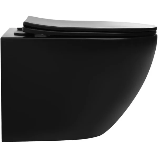 Унитаз подвесной Abber Bequem AC1100TMB безободковый, торнадо, с сиденьем микролифт, черный матовый