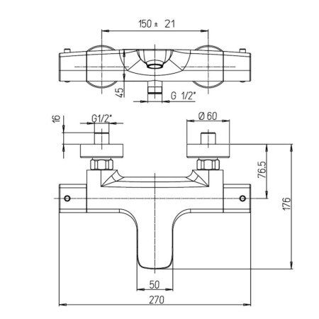 Смеситель для ванны Paini Nove с термостатом, черный матовый