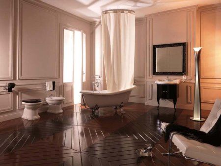 Унитаз приставной Kerasan Retro 101101 горизонтальный выпуск, фурнитура золото