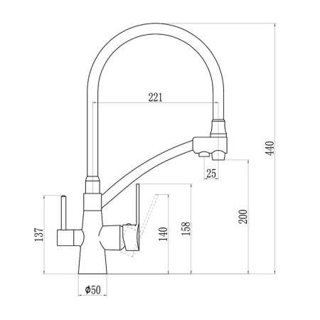 Смеситель хром для кухни под фильтр Savol (S-L1805-02)