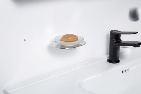 Мыльница стеклянная Gappo G3LU09EM02QA-8SO, хром/белая