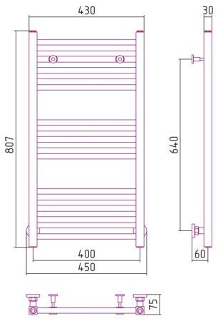 Полотенцесушитель водяной Сунержа Модус 020-0250-8040 800x400 шампань
