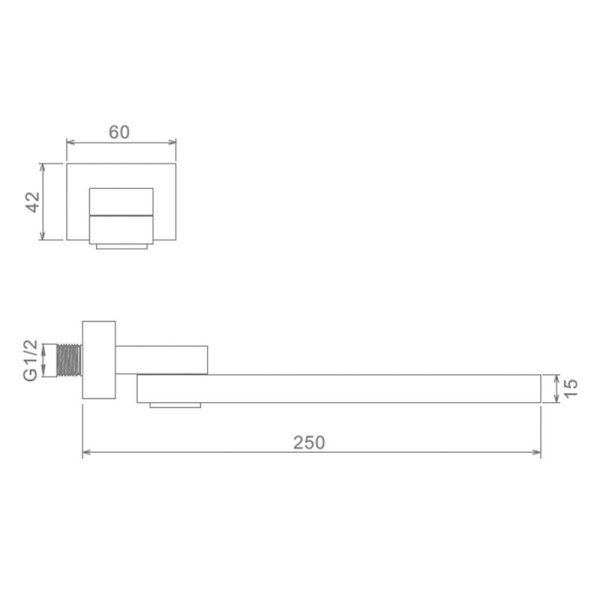 Излив поворотный встраиваемый Raglo для ванны и душа 25см латунь, сатин золотой (R473.74.03)