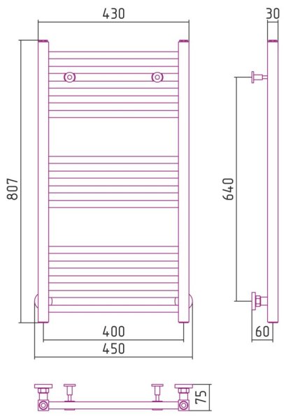 Полотенцесушитель водяной Сунержа Модус 15-0250-8040 800x400 тёмный титан муар