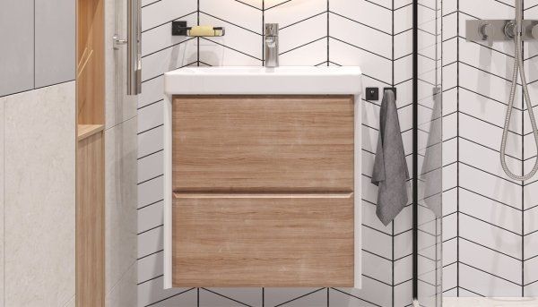 Тумба подвесная Velvex Gesso 60.2Y, белый/дуб сонома (tp.GES.9696.60.2Y белый матовый/дуб сонома)