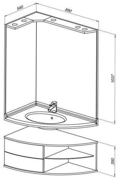 Тумба под раковину Aquanet Корнер 00158823 80 R открытая, белый
