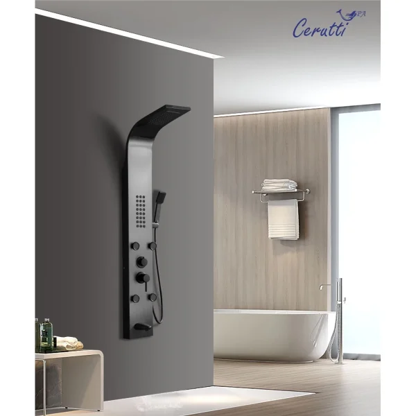 Душевая панель Ceruttispa Victoria CT9981 со смесителем, черный матовый