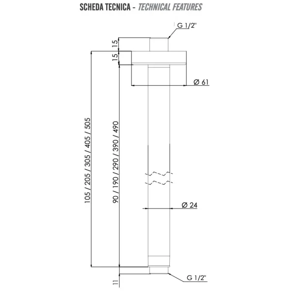 Потолочный кронштейн 300 мм Remer 347N30