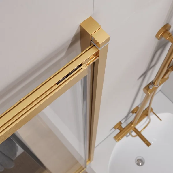 Шторка для ванны Cezares Slider SLIDER-VF-11-90/150-C-BORO 89 см, профиль золотой матовый, стекло прозрачное