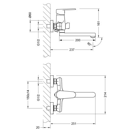 Смеситель для ванны Lemark Point (LM0317C)