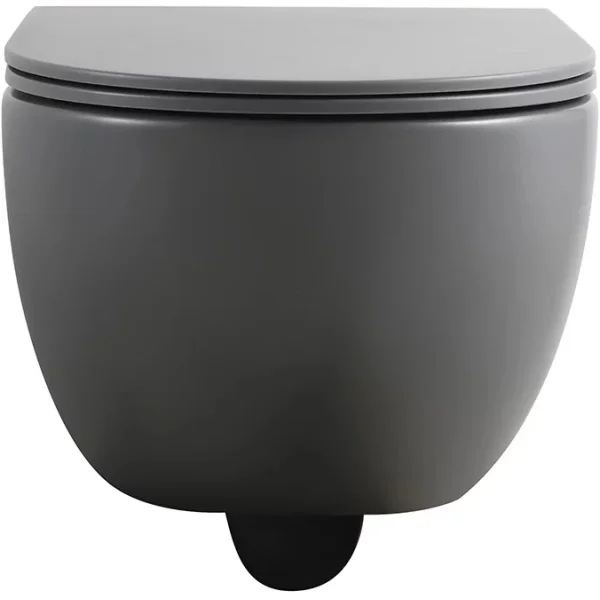 Унитаз подвесной Veconi Rino VRI-49TGR безободковый, торнадо, с сиденьем микролифт, серый матовый