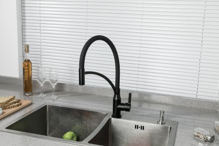 Смеситель для кухни с гибким изливом Frap F4552-6 черный