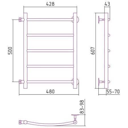 Полотенцесушитель водяной Стилье Версия-Б2 50х40 хром