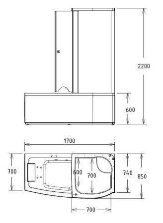 Акриловая ванна Gemy G8040 B R с гидромассажем