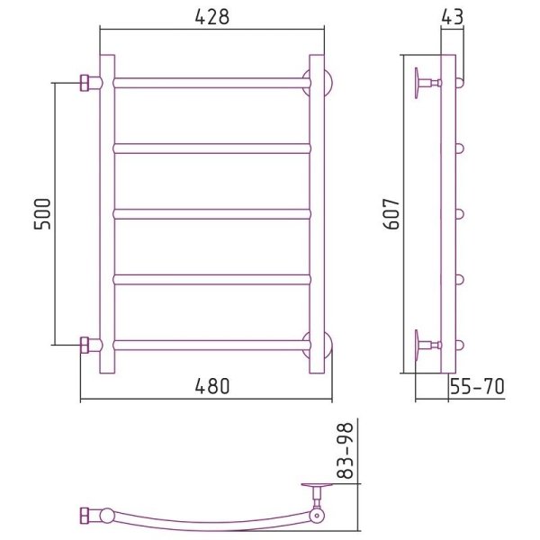 Полотенцесушитель водяной Стилье Версия-Б2 50х40 хром
