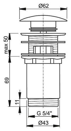 Донный клапан для раковины AlcaPlast A392